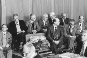 The Defendant's bench during the first degree case.The trial ended with 10 people convicted of multiple manslaughter and culpable catastrophe.